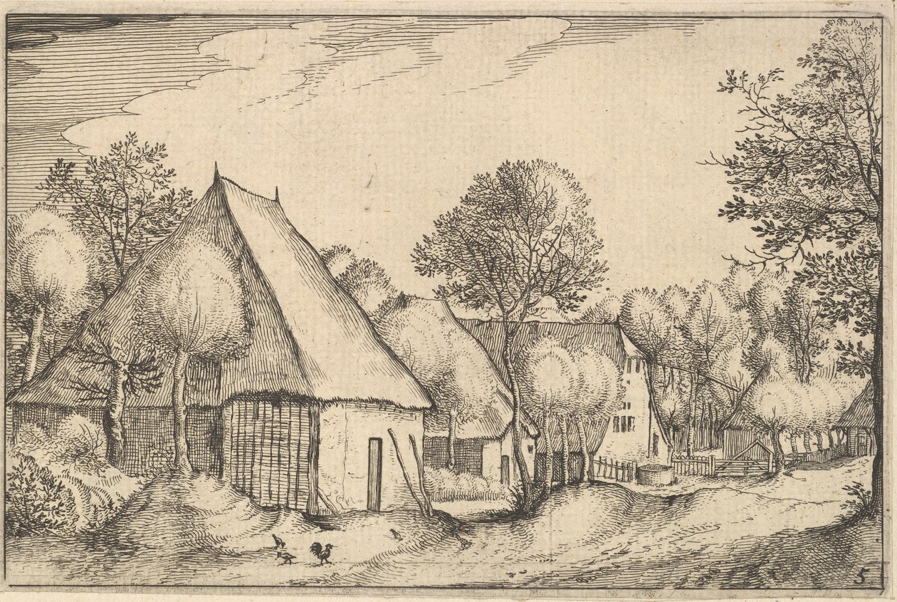 Farmyard ، اللوحة 5 من مدن Regiunculae والعديد من دوقية برابانت ، كاليفورنيا. 1610. بواسطة كلايس جانز فيشر
