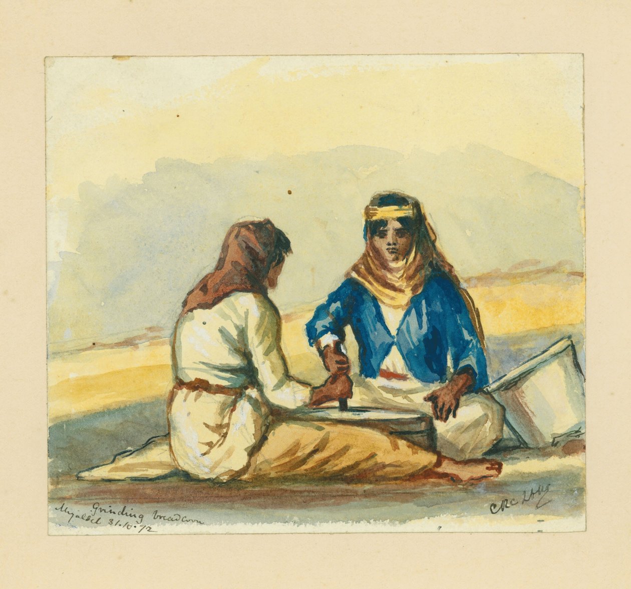 طحن ذرة خبز ، 1872 (مرحاض وقلم رصاص على ورق) بواسطة كلود كوندر