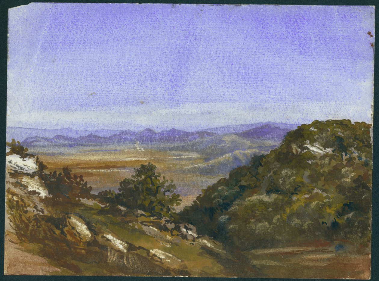 المحرقة والمنظر على سهل يزرعيل ، 1872 (مرحاض وقلم رصاص على ورق) بواسطة كلود كوندر