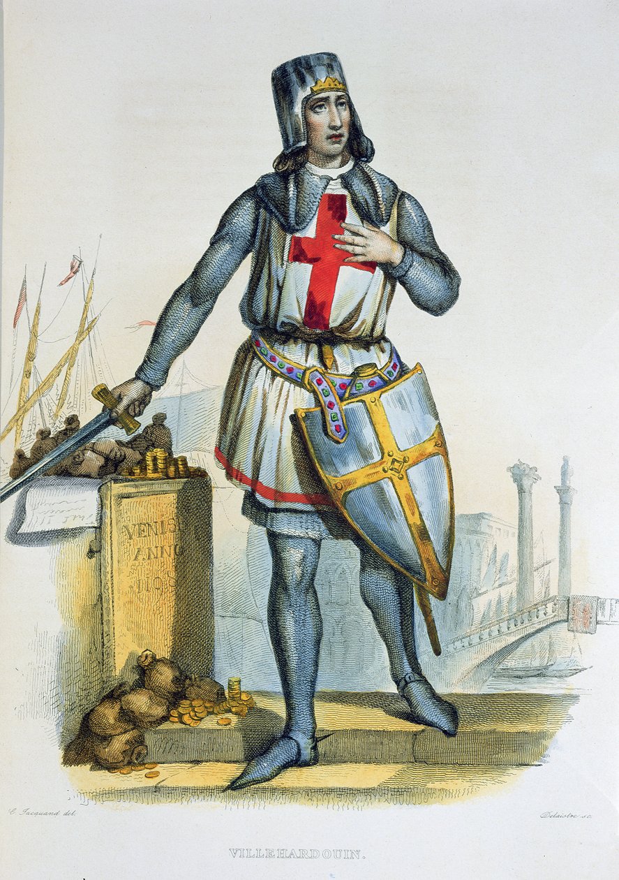 Geoffroi de Villehardouin ، رسم توضيحي من "Le Plutarque Francais" بواسطة E.Mennechet ، محفور بواسطة Delaistre ، 1835 بواسطة كلود جاكوند