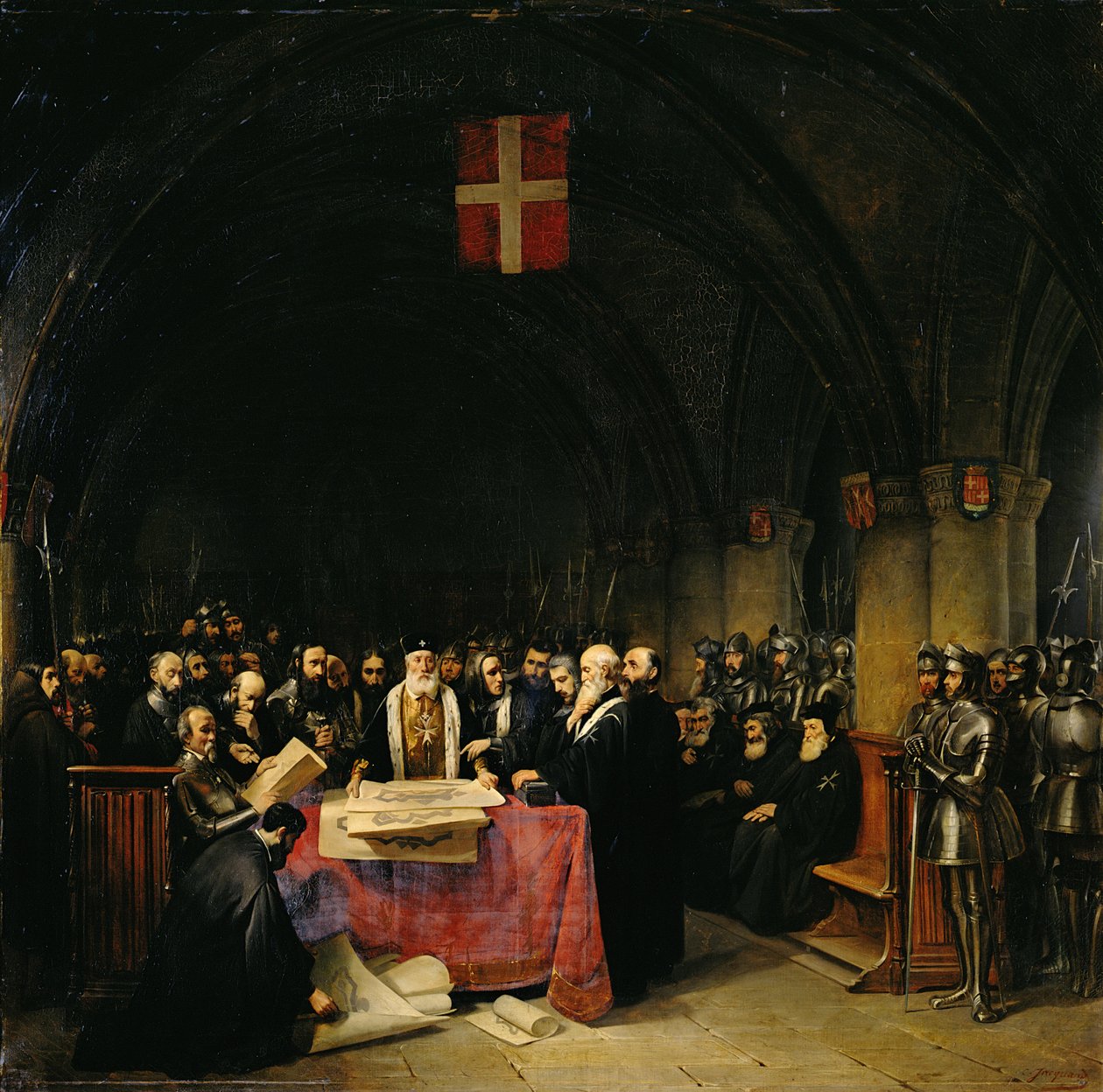 الفصل من وسام القديس يوحنا القدس عقد في رودس في 1524 ، 1839 بواسطة كلود جاكوند