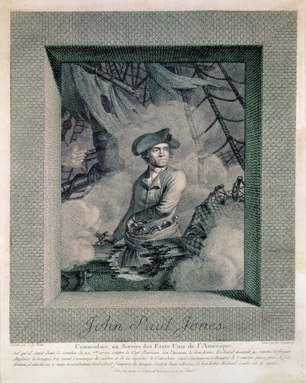 صورة لجون بول جونز ، نقشها كارل غوتنبرغ (1743-1790) ، حوالي 1781 بواسطة كلود جاك نوتي