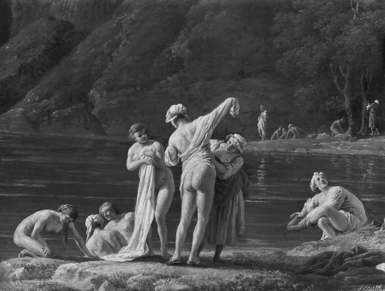 صباح ، The Bathers ، التفاصيل المركزية ، 1772 (انظر أيضًا 414960 und 414962) بواسطة كلود جوزيف فيرنيه