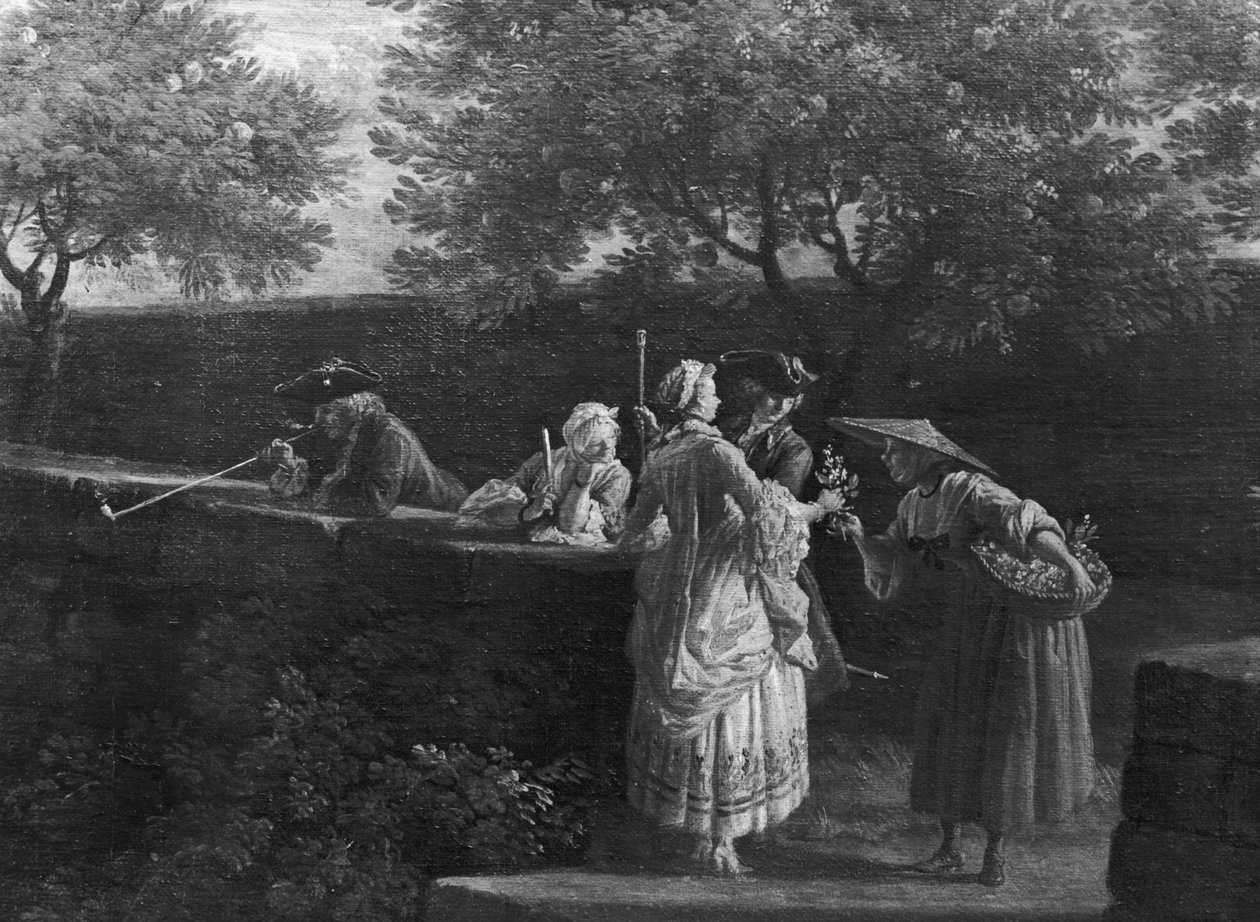 ميناء أنتيبس في بروفانس ، بائع أزهار البرتقال ، 1757 (تفاصيل 414949) بواسطة كلود جوزيف فيرنيه