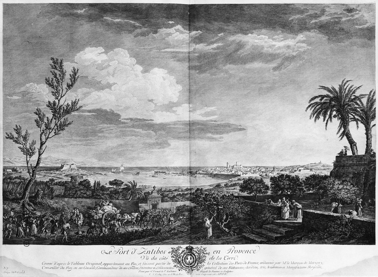 ميناء أنتيبس في بروفانس ، سلسلة "Les Ports de France" ، نقشها تشارلز نيكولاس كوتشين الأصغر (1715-1909) وجاك فيليب لو باس (1707-83) 1762 (النقش وأو البورين) بواسطة كلود جوزيف فيرنيه