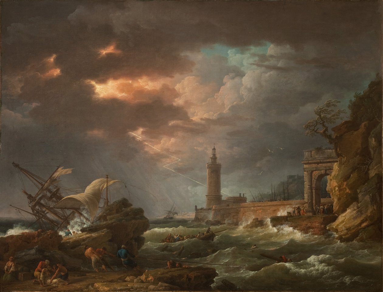 العاصفة (العاصفة قبالة الساحل) 1754 بواسطة كلود جوزيف فيرنيه