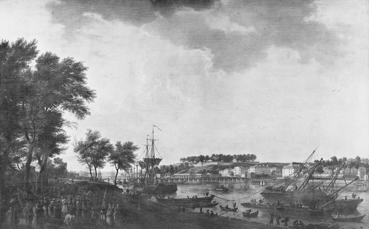 منظر لبايون يُرى من شارع بولفيرز بالقرب من بوابة موسيرول ، 1761 بواسطة كلود جوزيف فيرنيه