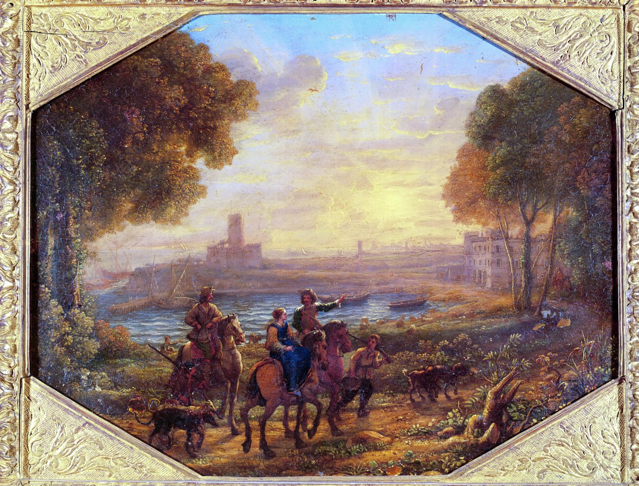 منظر طبيعي مع ميناء سانتا مارينيلا (بالقرب من تشيفيتافيكيا) ، ج. 1639-40 (زيت على النحاس) بواسطة كلود لورين