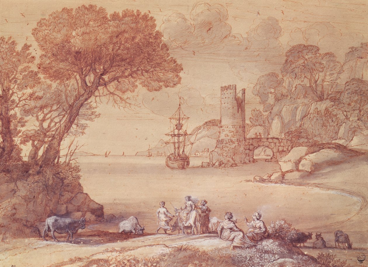 اغتصاب يوروبا ، 1655 (قلم ، حبر ، وغسل) بواسطة كلود لورين