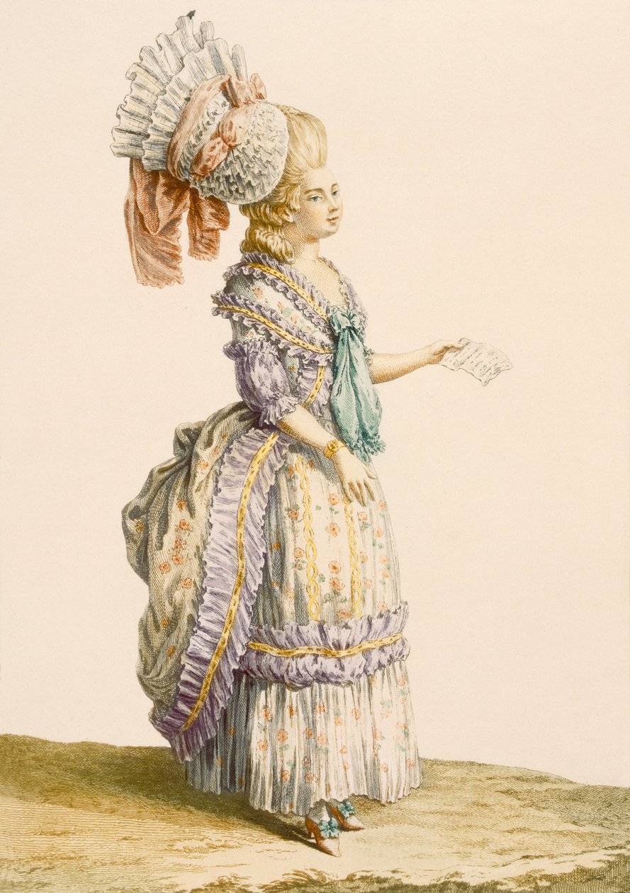 عباءة بولانيز ، نقشها لو روي ، من "Galeries des Modes et Costumes Francais" ، c.1778-87 بواسطة كلود لويس Desrais