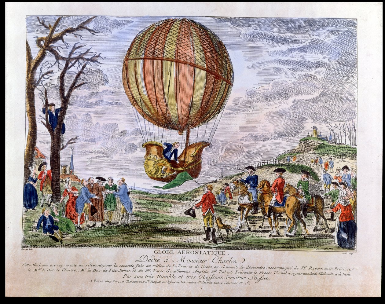 الصعود الثاني في ميدان نيسل من قبل جاك تشارلز (1746-1823) في 1 ديسمبر 1783 بواسطة كلود لويس Desrais