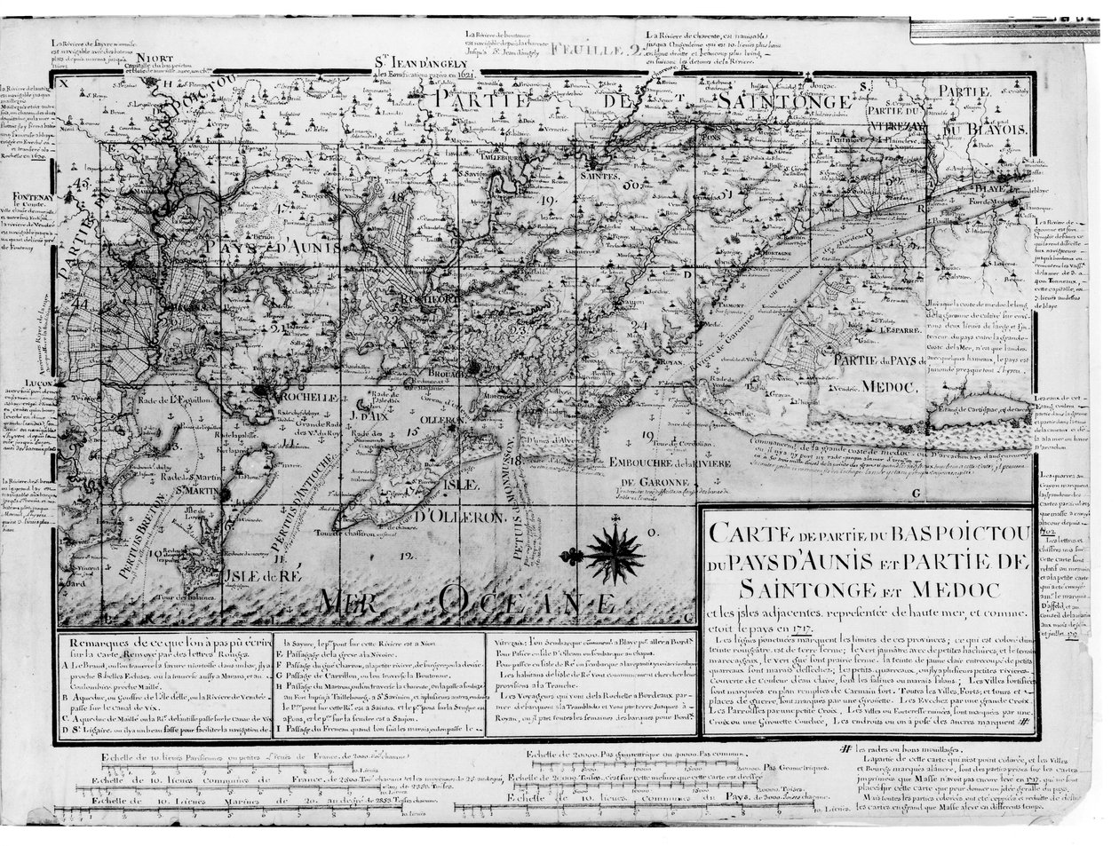 Atlas 131 F fol.2 2 خريطة باس بويتو ، باي دوني ، ساينتونج وميدوك ، من "Recueil des Plans de Saintonge" (قلم وحبر ومرحاض على ورق) بواسطة كلود ماسي