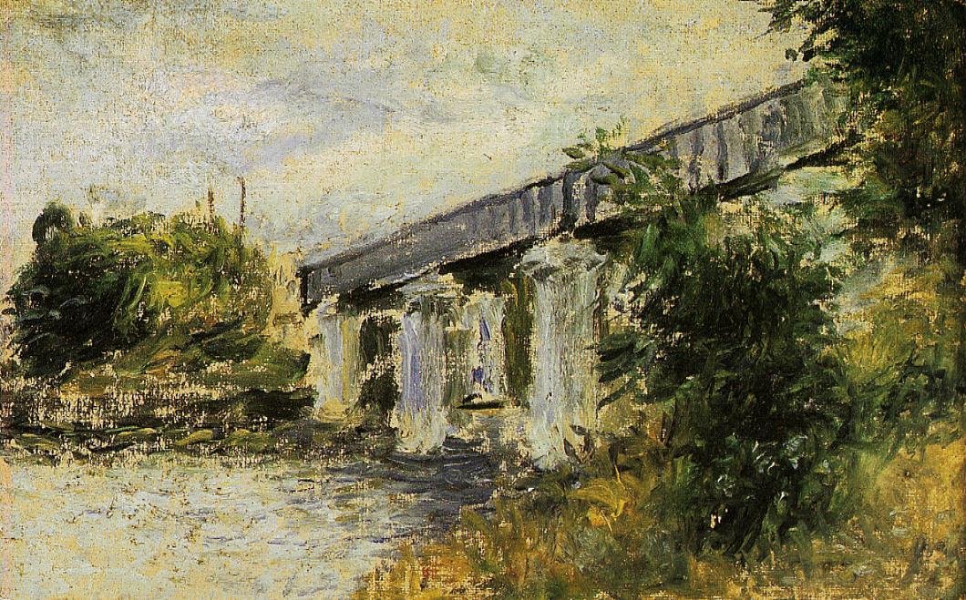 The Railway Bridge at ArgenteuilnFrancais: Le Pont du chemin de fer a ArgenteuilnGerman: جسر السكك الحديدية في Argenteuiln بواسطة كلود مونيه