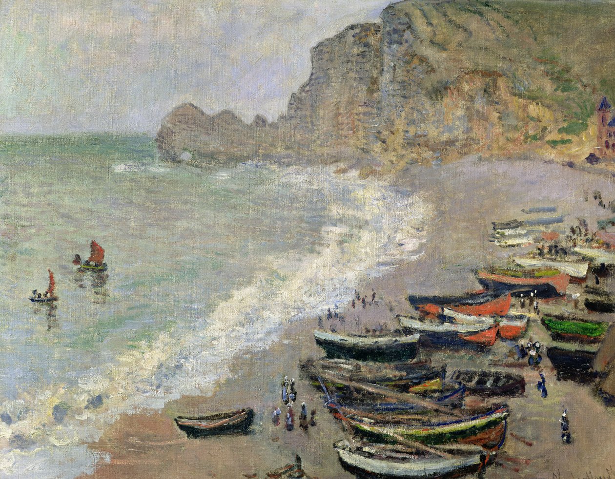 Etretat ، الشاطئ و Porte d&39;Amont ، 1883 بواسطة كلود مونيه