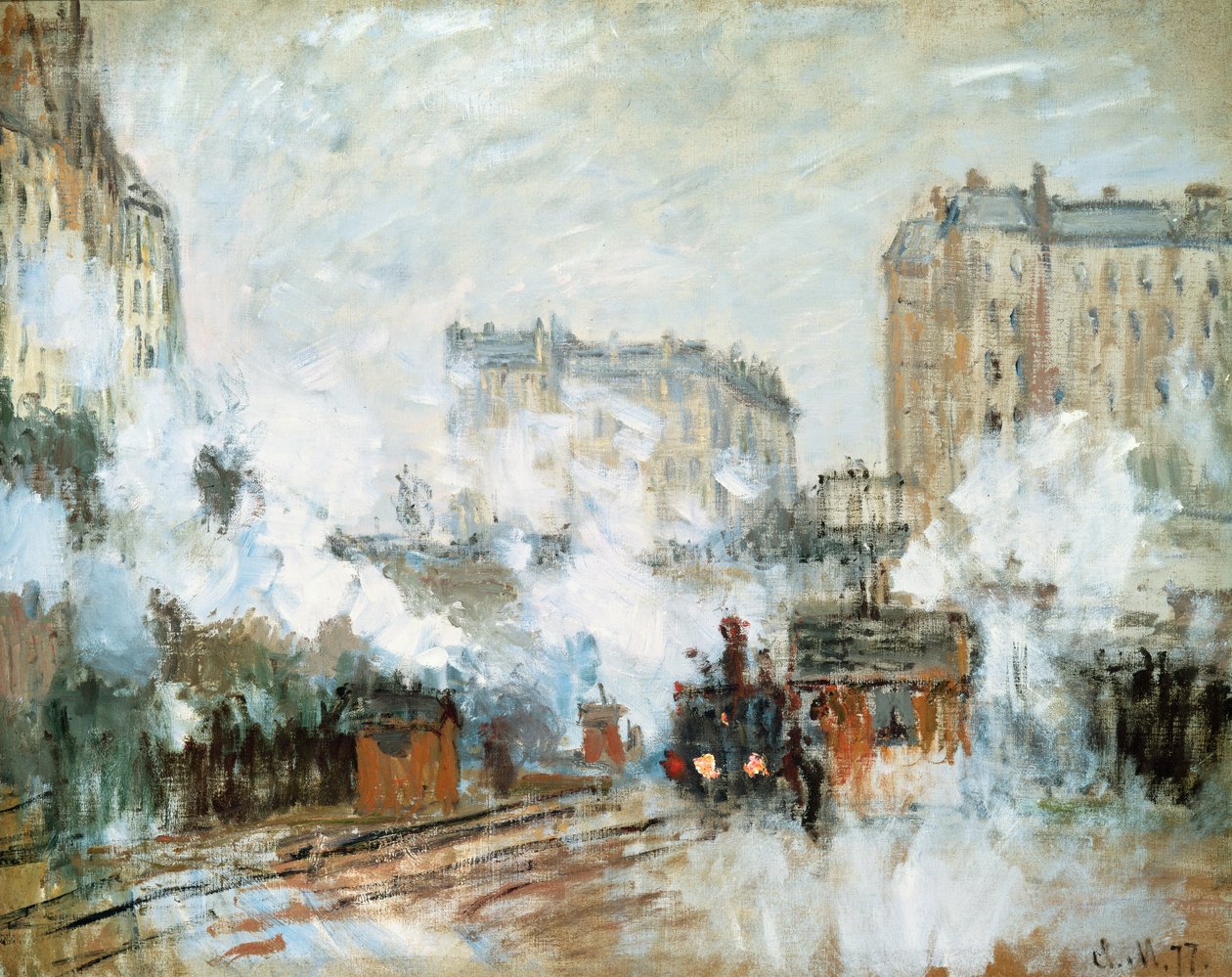 الخارج من Gare Saint-Lazare ، وصول قطار ، 1877 بواسطة كلود مونيه