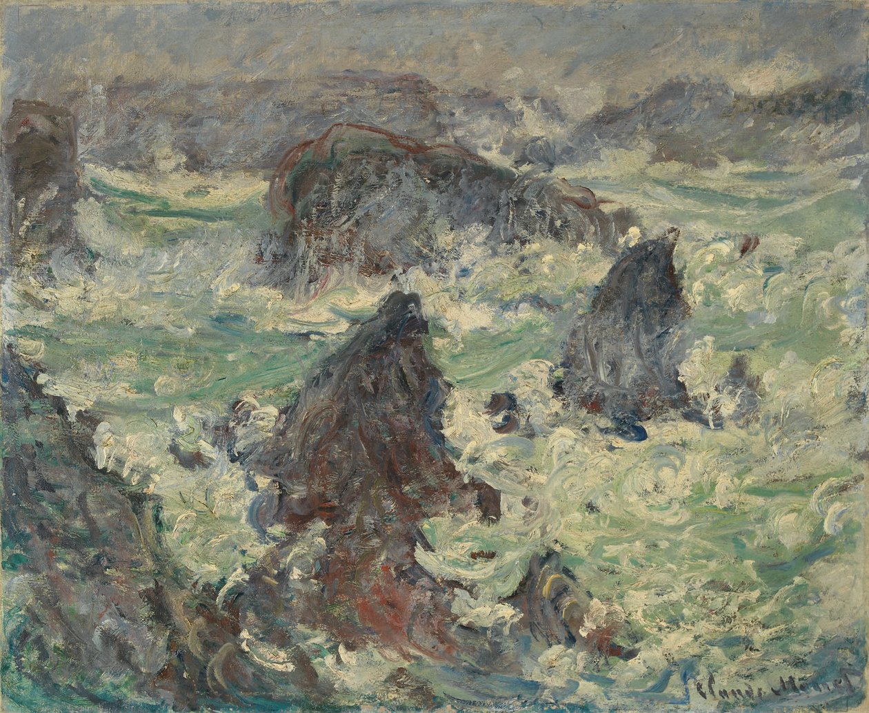 عاصفة فوق Côtes de Belle-Île. بواسطة كلود مونيه