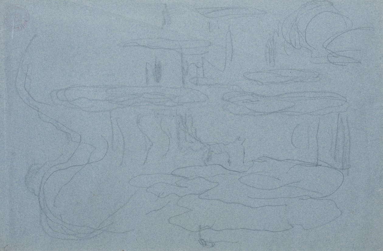 زنابق الماء ، c.1918 (تلوين أسود على ورق تلوين أزرق) بواسطة كلود مونيه