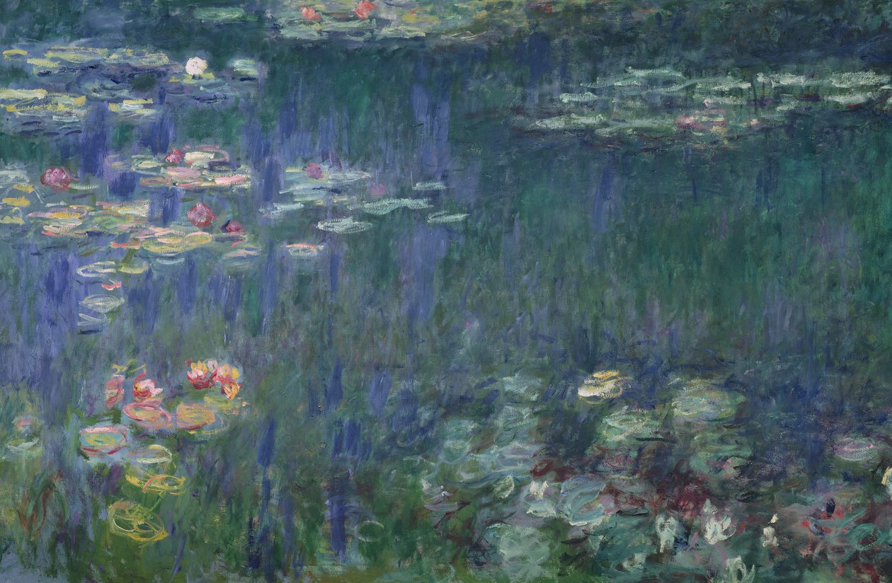 Waterlilies: Green Reflections ، 1914-18 (القسم الأيسر) (انظر أيضًا 56001 und 56004) بواسطة كلود مونيه