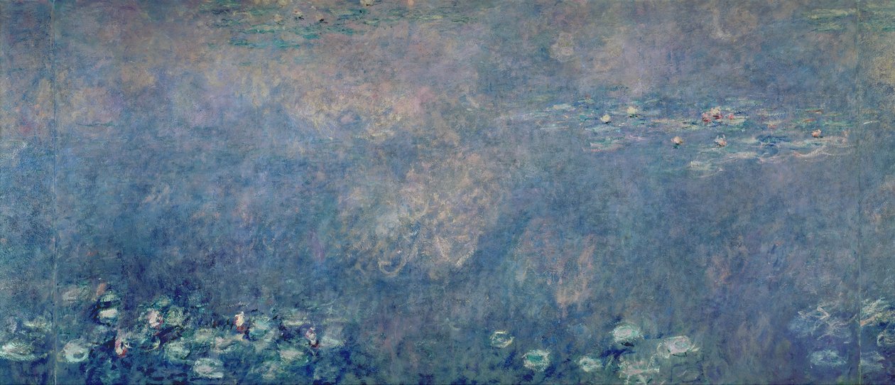 Waterlilies: اثنان من الصفصاف يبكي ، القسم الأيسر الأوسط ، 1914-18 (انظر أيضًا 75700 ، 75702-03) بواسطة كلود مونيه