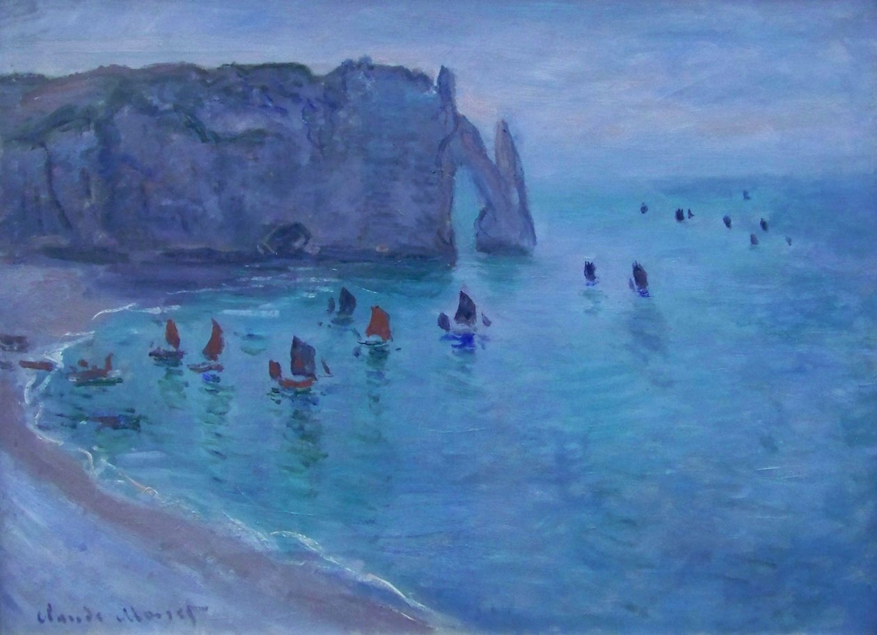 Étretat ، وبور دافال بواسطة كلود مونيه