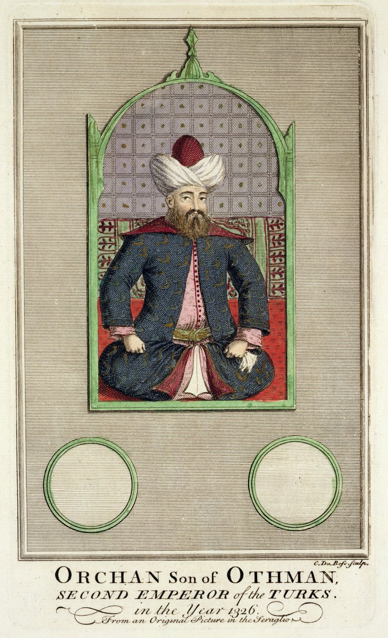 أورخان (c.1288-c.1362) نجل عثمان ، الإمبراطور الثاني للأتراك في عام 1326 ، من صورة أصلية في السراغليو بواسطة كلود دو بوس