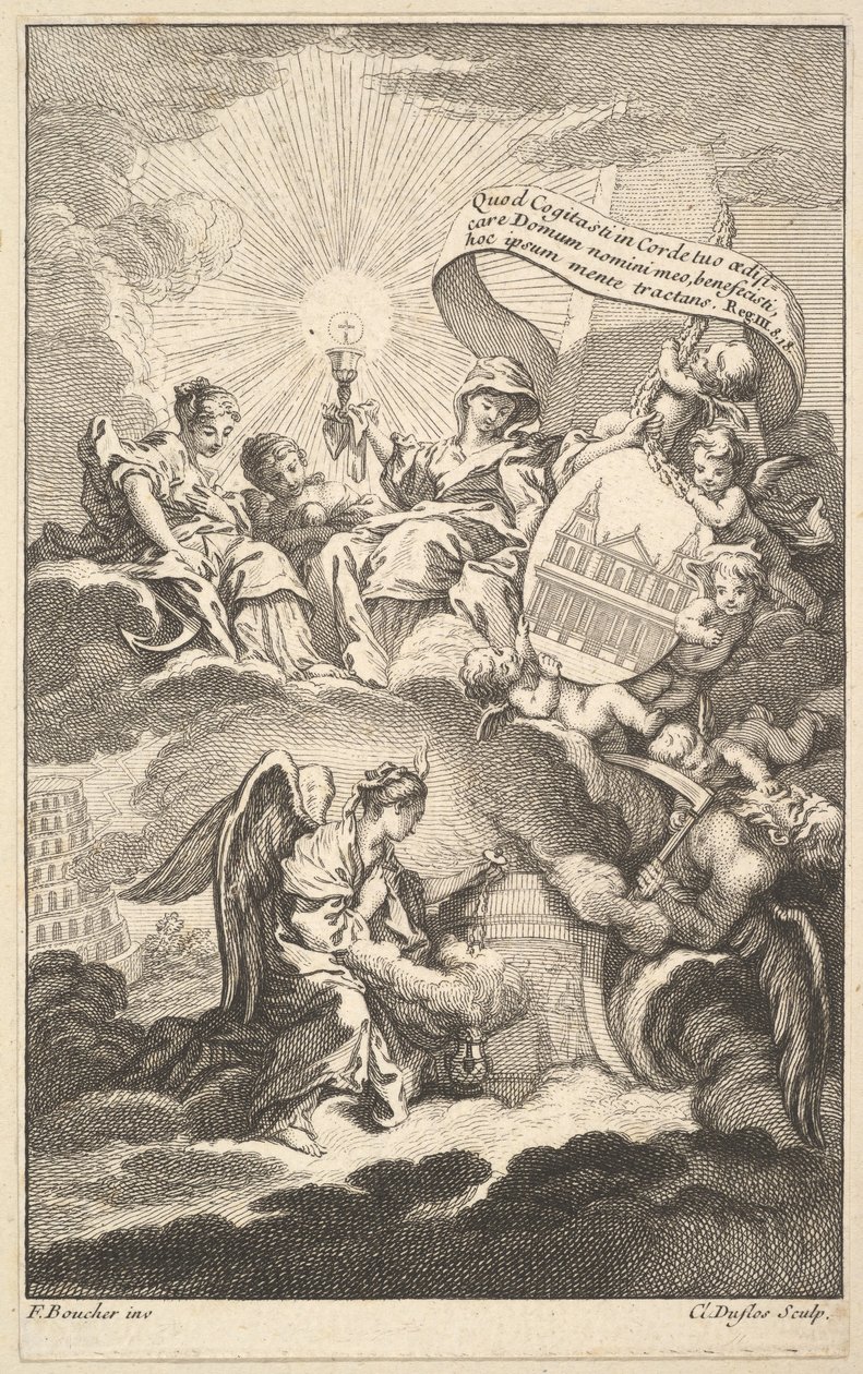 واجهة الكتاب ، من مبنى سانت سولبيس بواسطة أليكسيس بيرون ، كاليفورنيا. 1744. بواسطة كلود أوغستين دوفلوس