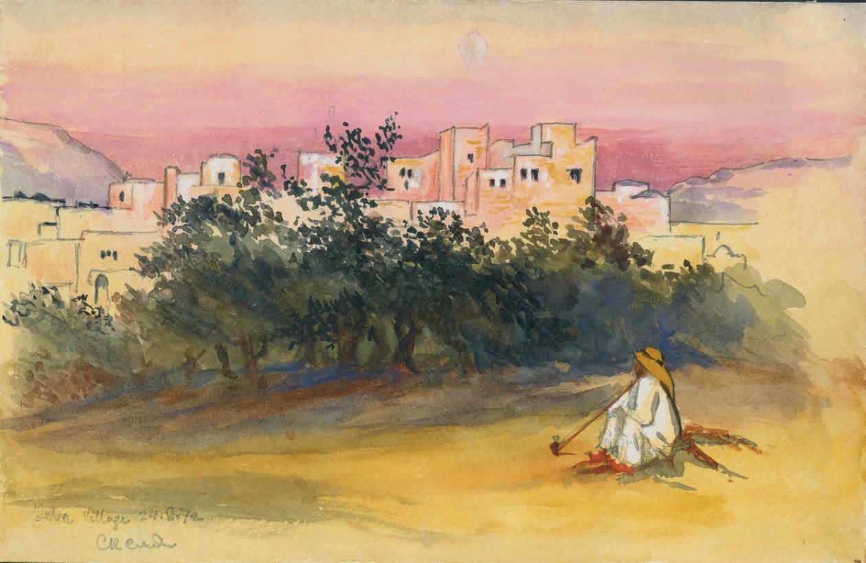 قرية جيبا ، 1872 (مرحاض وقلم رصاص على ورق) بواسطة كلود كوندر