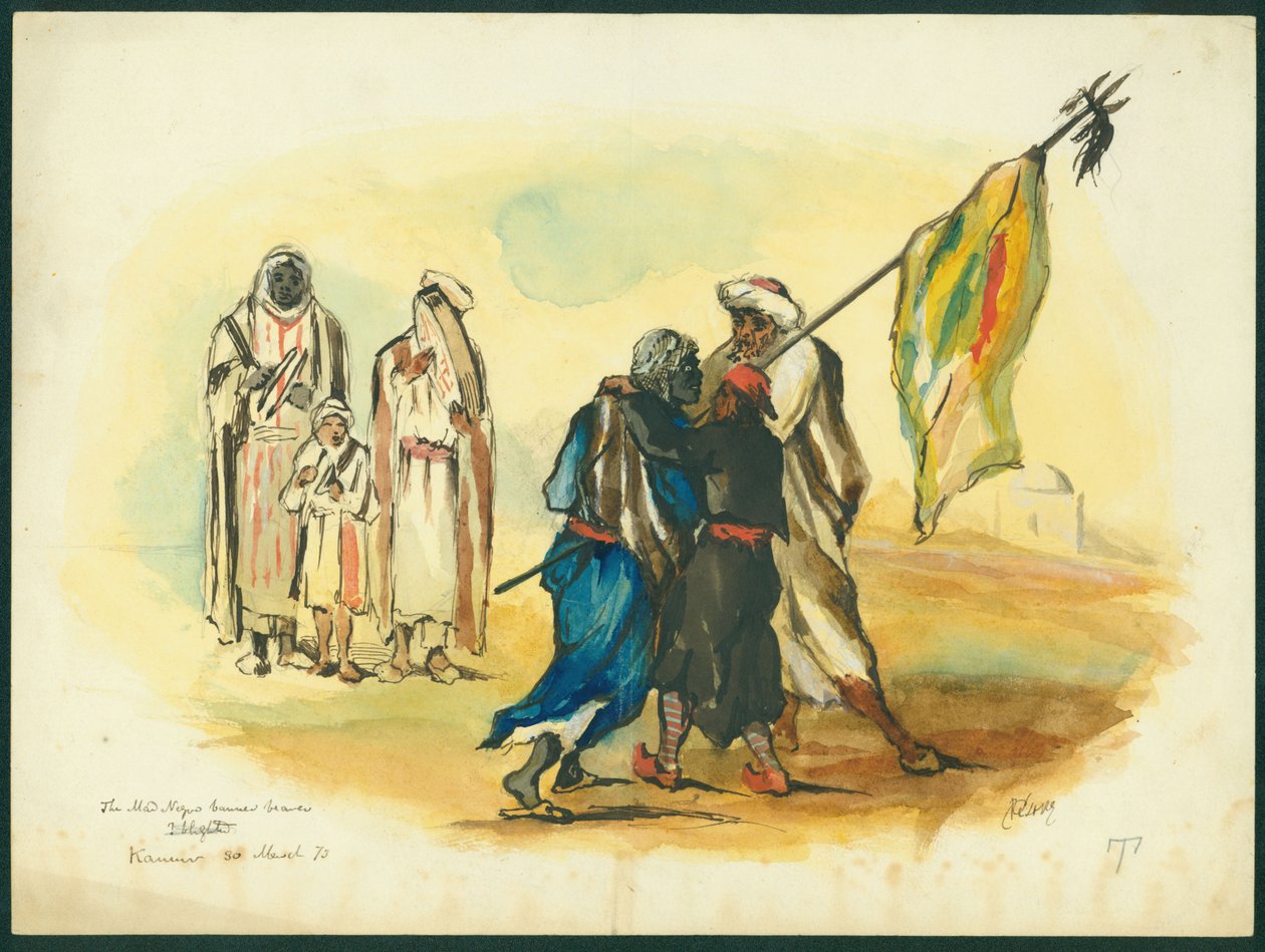"حامل الراية الأسود المجنون" ، كومور ، 1873 (مرحاض وقلم رصاص على ورق) بواسطة كلود كوندر
