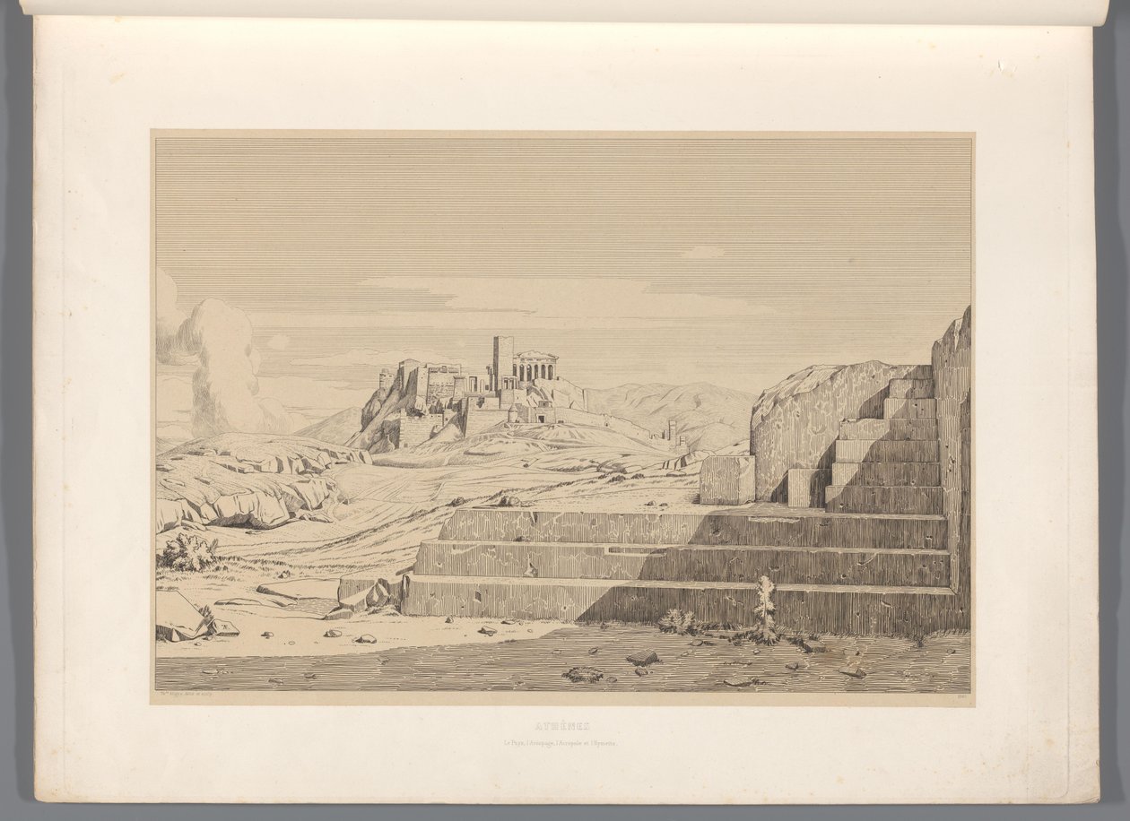 Gezicht op أثينا أثينا (العنوان على الكائن) مناظر لأشهر مواقع اليونان القديمة (...] (عنوان المسلسل) بواسطة كلود فيليكس تيودور كارويل ديليغني
