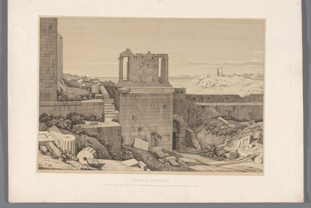 Gezicht op de Akropolis van Athene أكروبوليس أثينا (العنوان على الكائن) مناظر لأشهر مواقع اليونان القديمة (...] (عنوان المسلسل) بواسطة كلود فيليكس تيودور كارويل ديليغني