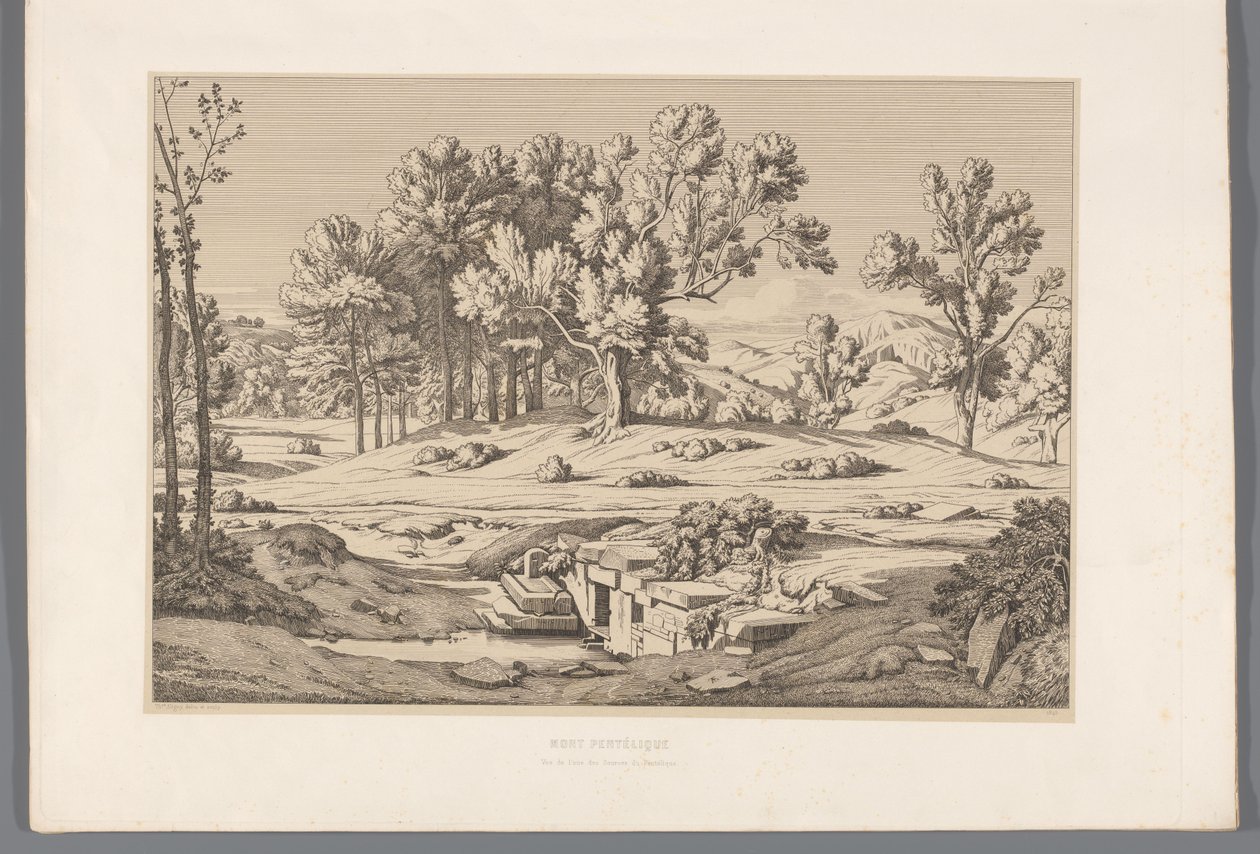 Landschap met gezicht op de berg Pentelikon Pentelic Mountain (العنوان على الكائن) مناظر لأشهر المواقع في اليونان القديمة (...) (عنوان السلسلة) بواسطة كلود فيليكس تيودور كارويل ديليغني