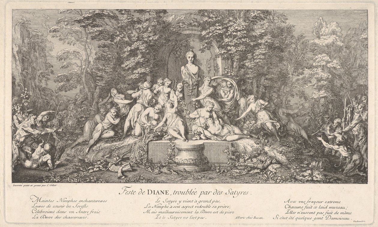 مهرجان ديانا ، قاطعه الساتير Feste de Diana، Pervée par des Satyres ...، ca. 1786. بواسطة كلود جيلو