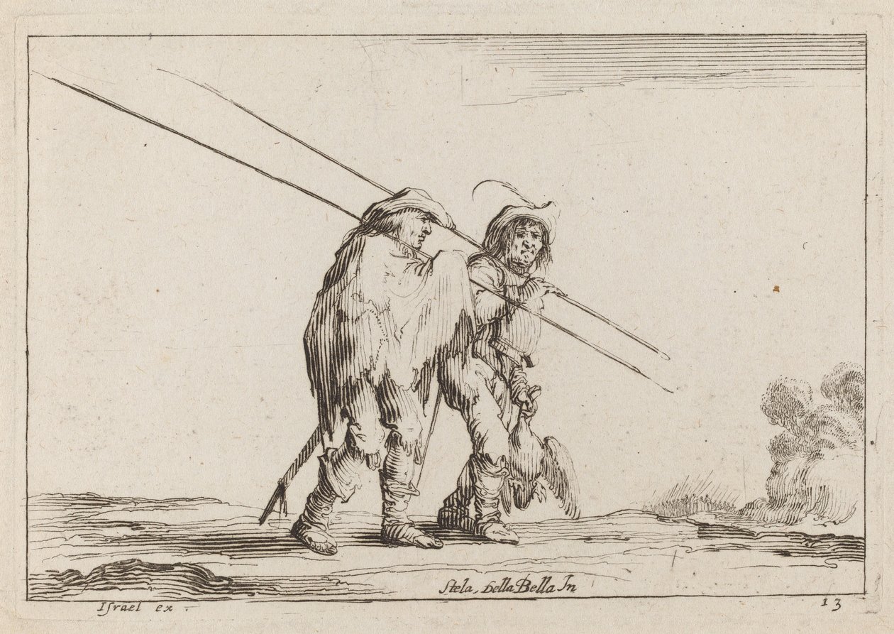 اثنان من Pikemen يسافرون على الأقدام بواسطة كلود جويران بعد ستيفانو ديلا بيلا