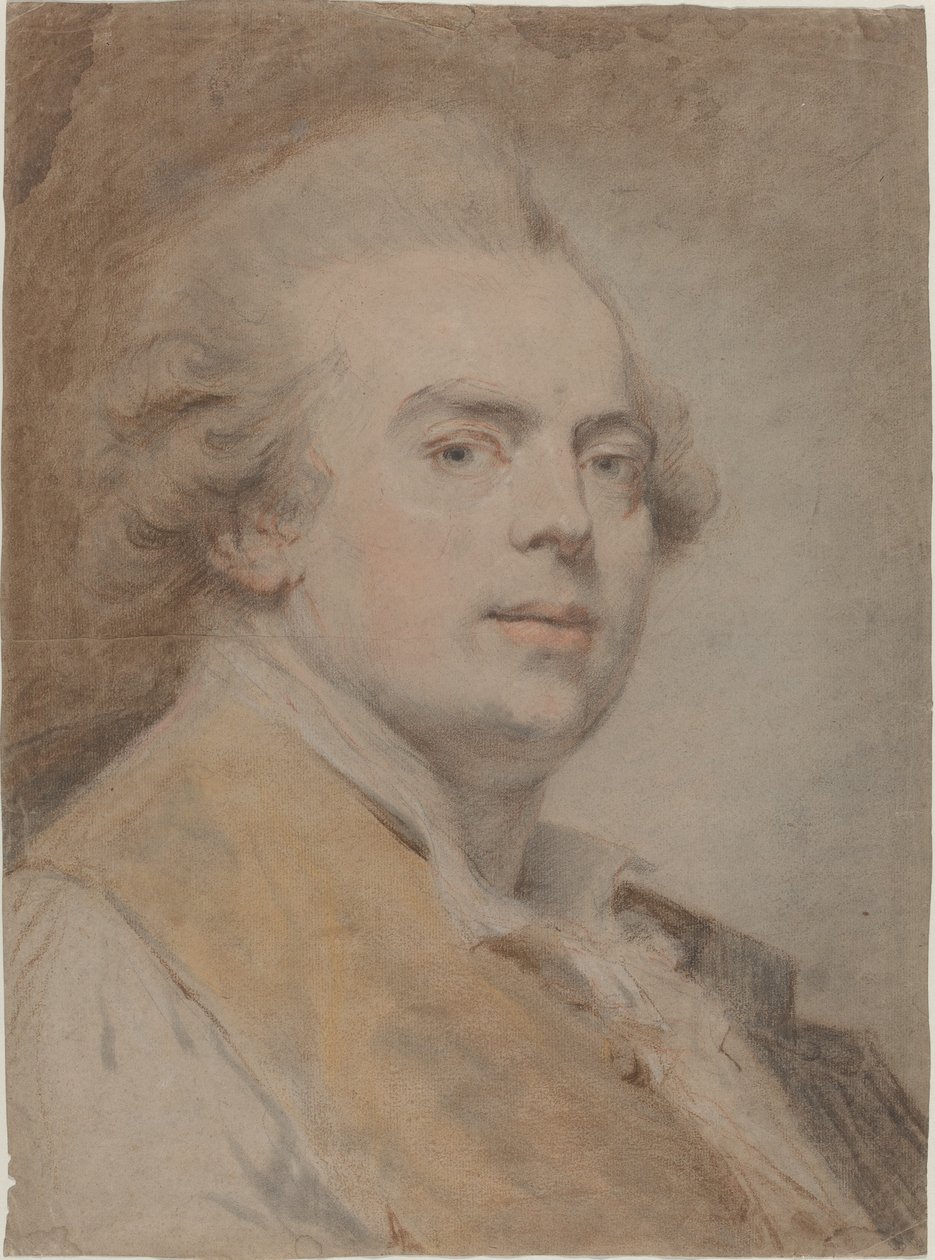 بورتريه ذاتي ، 1780 ج (طباشير باللون الأحمر والأسود والباستيل على الورق) بواسطة كلود جان بابتيست هوين