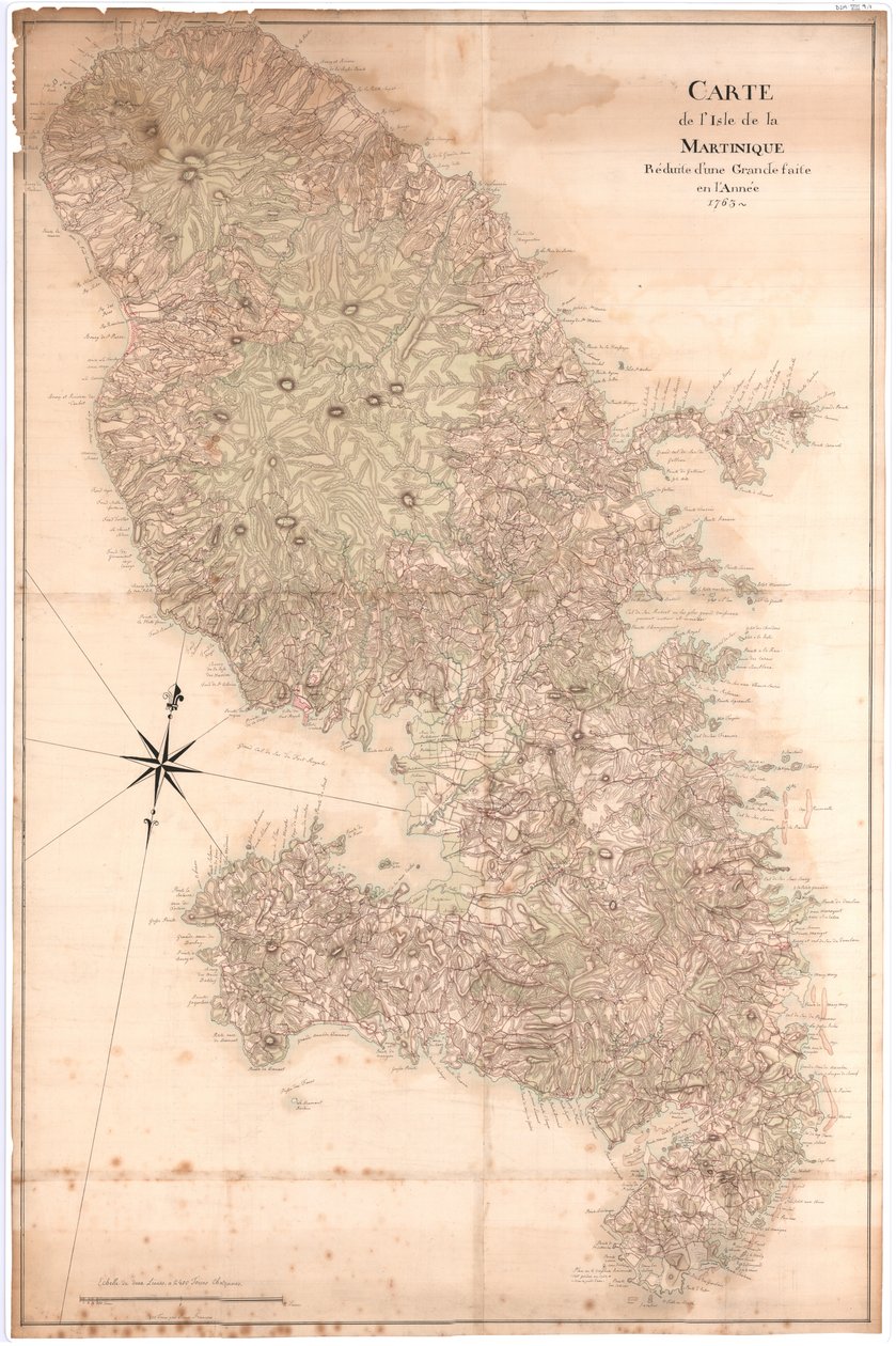 خريطة لجزيرة مارتينيك منقوصة من جراندي صنعت في عام 1763 ، رقم [1797] (مخطوطة) بواسطة كلود جوزيف سوتييه