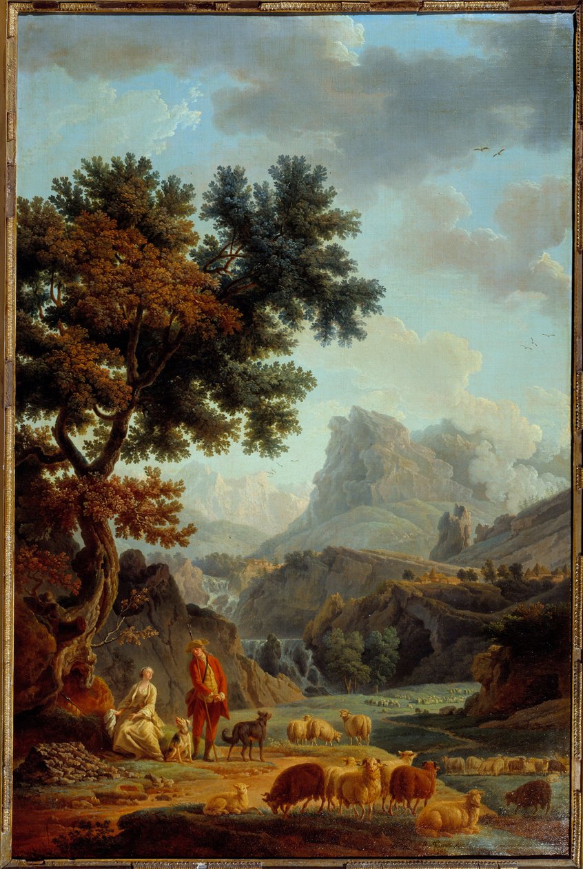 La bergere des Alpes لوحة لجوزيف فيرنيه بواسطة كلود جوزيف فيرنيه