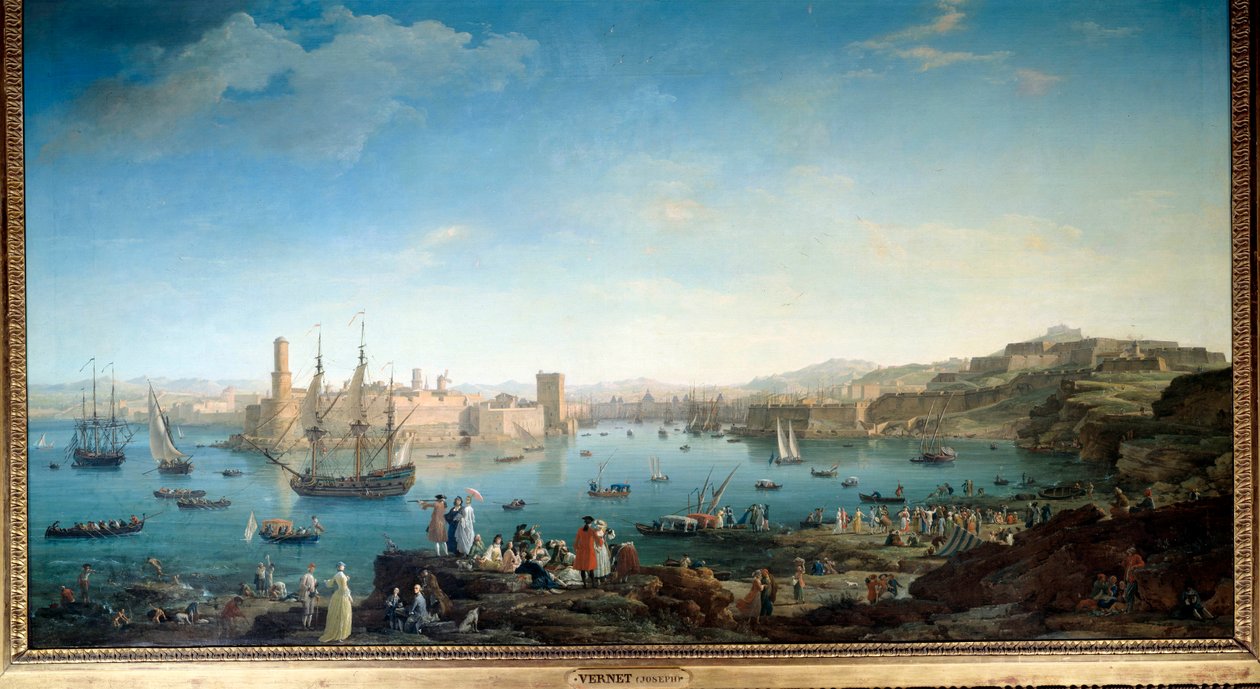 دخول ميناء مرسيليا عام 1754. لوحة لجوزيف فيرنيه (1714-1789) بواسطة كلود جوزيف فيرنيه