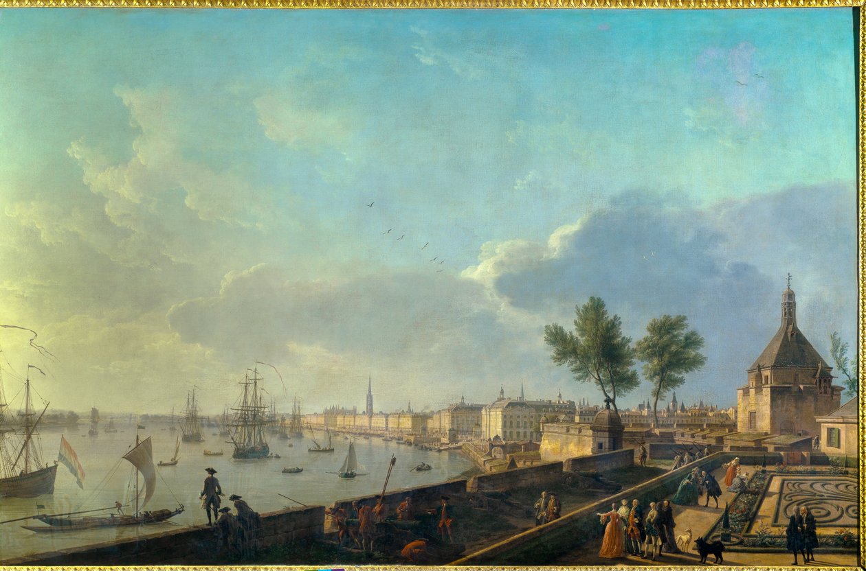ميناء بوردو مع الأسوار لوحة جوزيف فيرنيه (1714-1789) من القرن الثامن عشر. باريس. المتحف البحري بواسطة كلود جوزيف فيرنيه
