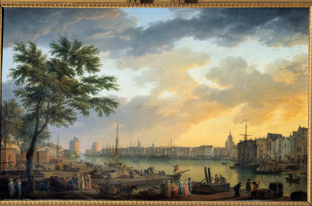 View of the Port of La Rochelle Painting by Joseph Vernet (1714-1789) 1762 Paris, Musee de la Marine بواسطة كلود جوزيف فيرنيه