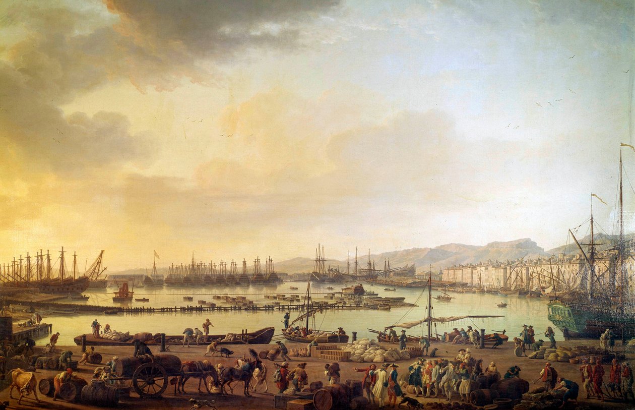 View of the harbour of Toulon Painting by Joseph Vernet (1714-1789) 18th century Paris, Musee de la Marine بواسطة كلود جوزيف فيرنيه