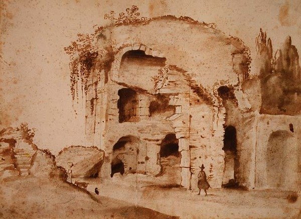 خراب على Palatine (حبر وغسل على ورق) بواسطة كلود لورين