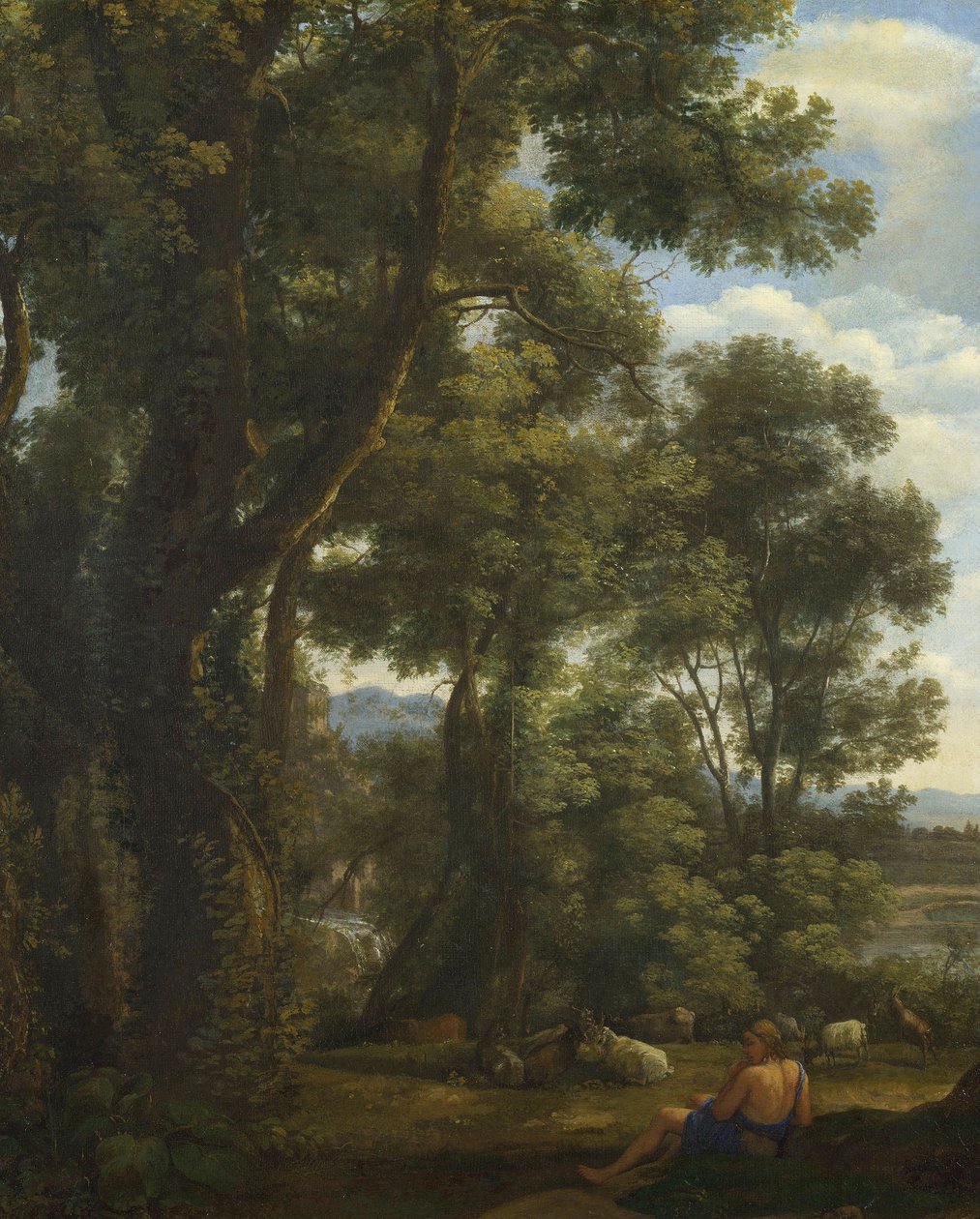"" Paysage avec chevrier et chevres "(منظر طبيعي مع Goatherd والماعز) لوحة لكلود لورين (1600-1682) حوالي 1637 زيت على قماش قاتم 52x42 سم المعرض الوطني ، لندن بواسطة كلود لورين