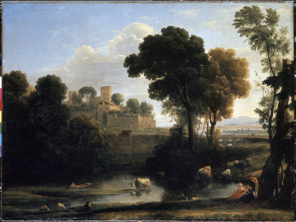 المناظر الطبيعية الإيطالية. لوحة لكلود جيلي المعروف باسم كلود لو لورين (1600-1682) بواسطة كلود لورين