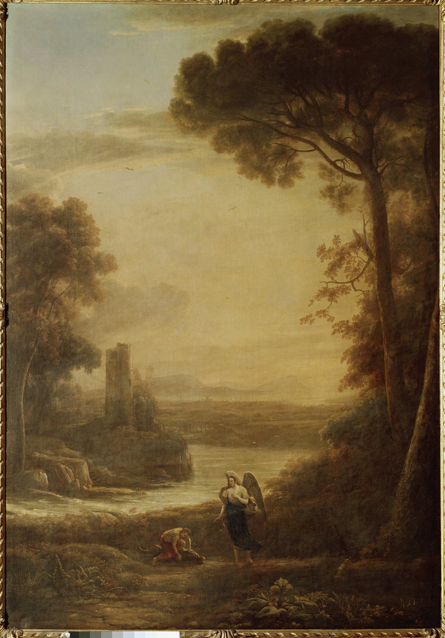 منظر طبيعي مع توبي (توبيت) ورئيس الملائكة رافائيل (1639 ، زيت على قماش) بواسطة كلود لورين