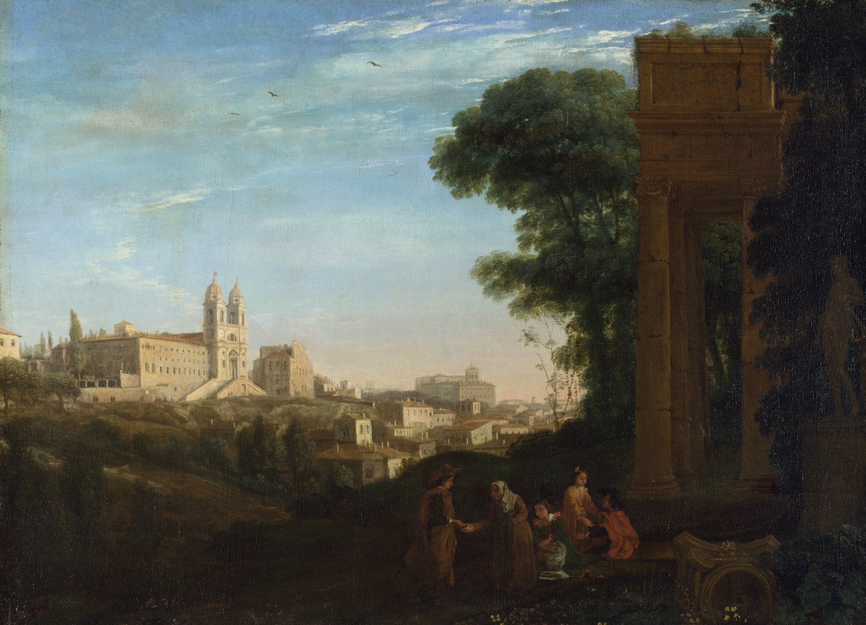 "Une vue de Rome، Italie" (منظر في روما) لوحة لكلود لورين (1600-1682) ألوان زيتية على قماش 1632 خافت 60.3x84 سم المعرض الوطني ، لندن بواسطة كلود لورين