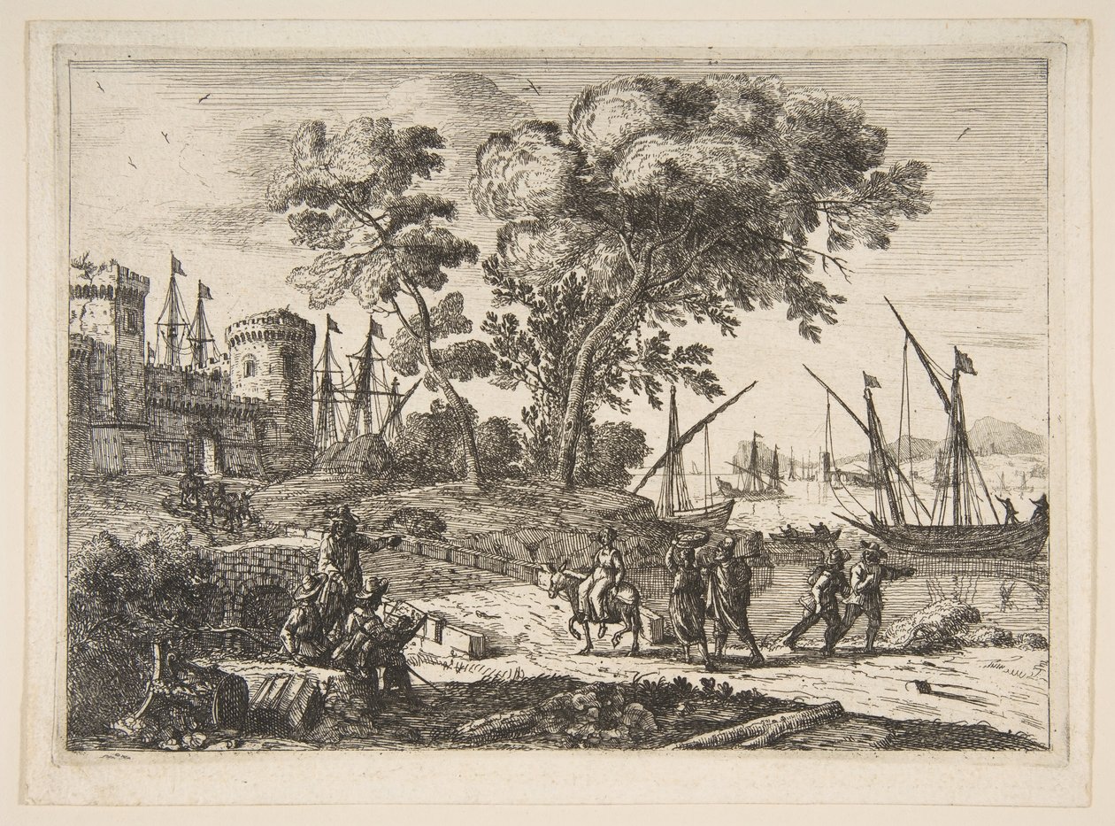 مشهد الساحل مع فنان ، كاليفورنيا. 1638-41. بواسطة كلود لورين