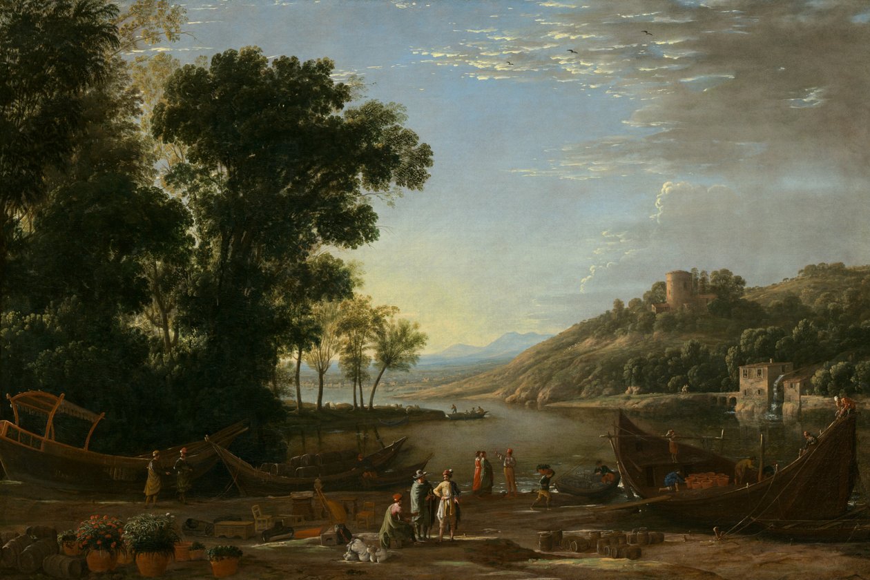المناظر الطبيعية مع التجار ، ج. 1629. بواسطة كلود لورين