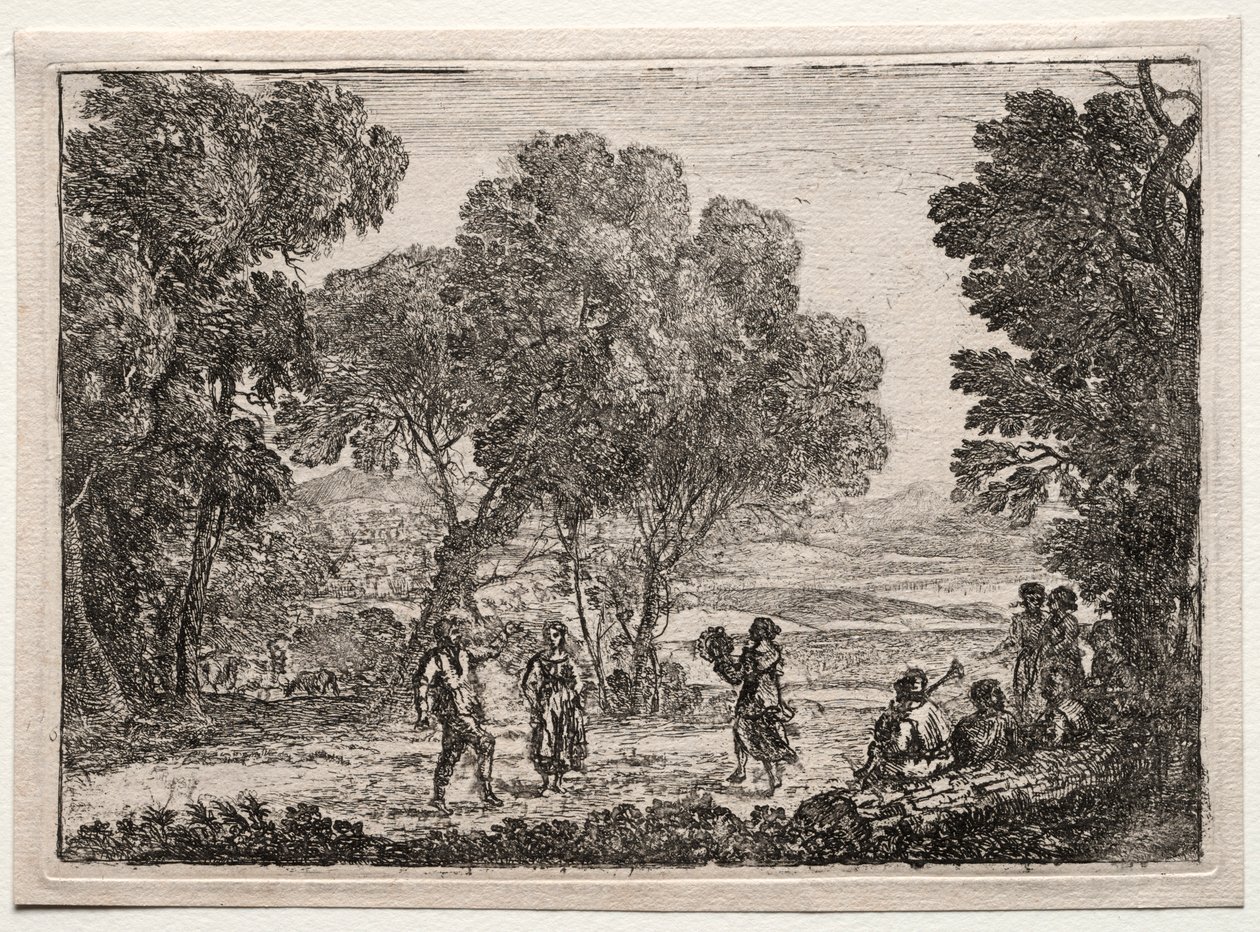 منظر طبيعي مع طبق صغير للرقص الريفي ، ج. 1637. بواسطة كلود لورين