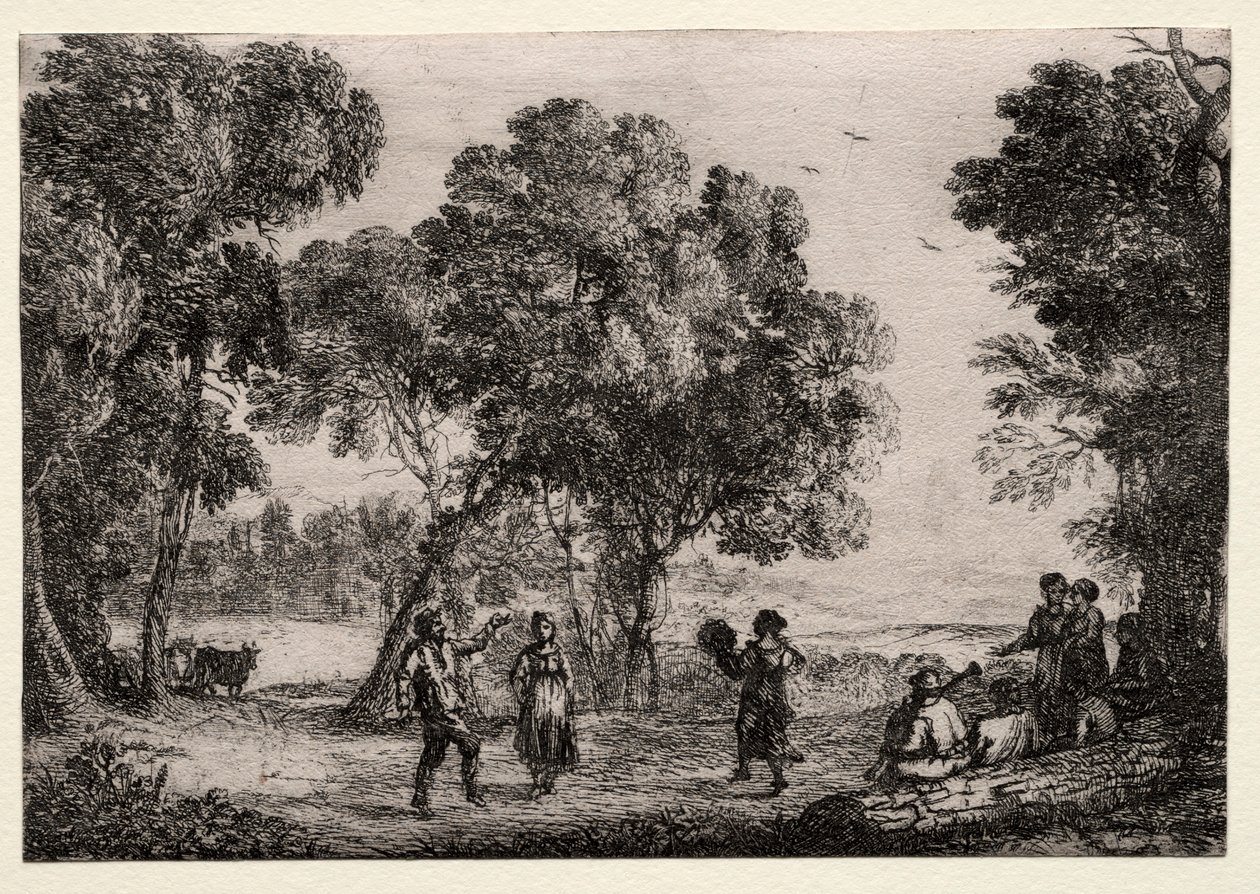 منظر طبيعي مع طبق صغير للرقص الريفي ، ج. 1637. بواسطة كلود لورين