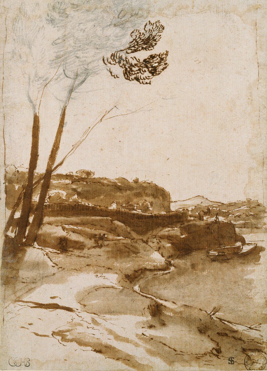 الطريق على طول التيبر ، 1635-1640 بواسطة كلود لورين